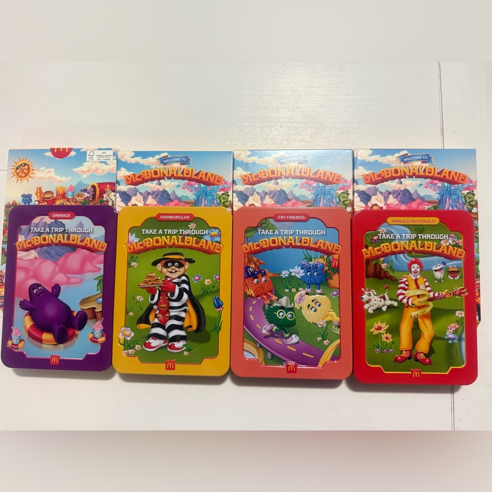 BUNDLE OF 4 MCDONALD’S MCDONALDLAND TINS RONALD  GRIMACE HAMBURGLAR NEW